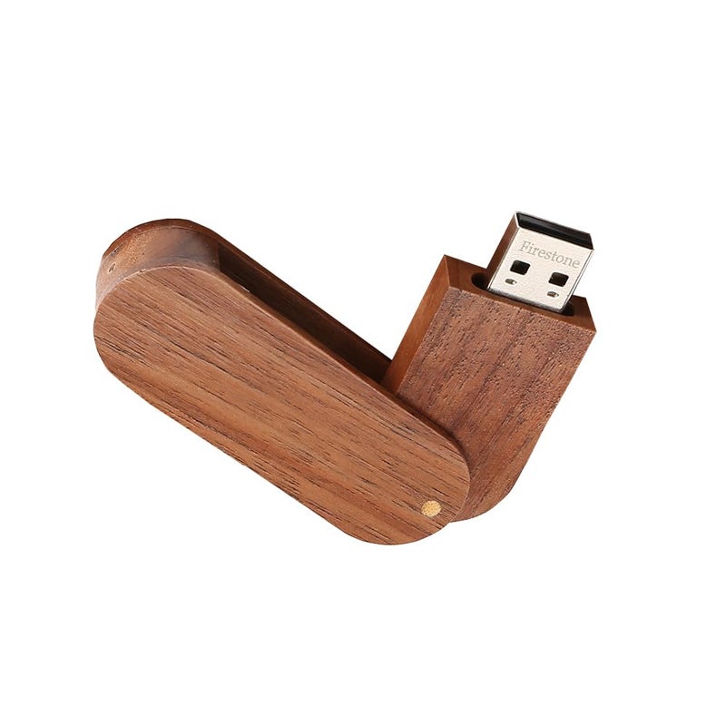 Fire Stone Novelty Wooden USB 2.0 Flash Drive 32GB Data Storage Memory Stick USB Stick Rotate Pendrive with Wooden Box - Image 4